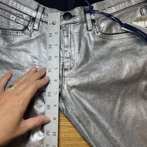 Juicy Couture Silver Foil Coated Skinny Women's Pants Jeans Sz 27 Metallic Y2K - Picture 5 of 11